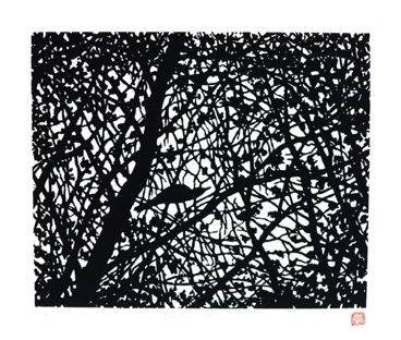 Bird in Tree - Linocut - Ed 10 - Image size 24cmx30cm